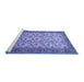 Sideview of Machine Washable Persian Blue Traditional Rug, wshtr658blu