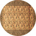 Round Persian Brown Traditional Rug, tr658brn