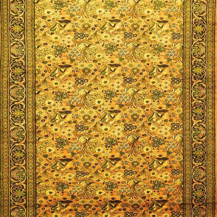Machine Washable Persian Yellow Traditional Rug, wshtr658yw