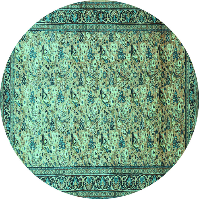 Round Persian Turquoise Traditional Rug, tr658turq