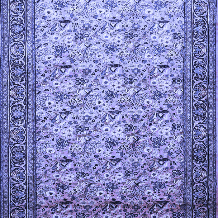 Machine Washable Persian Blue Traditional Rug, wshtr658blu