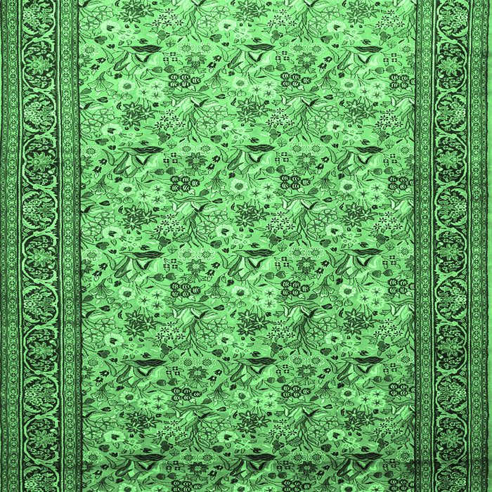 Machine Washable Persian Emerald Green Traditional Area Rugs, wshtr658emgrn
