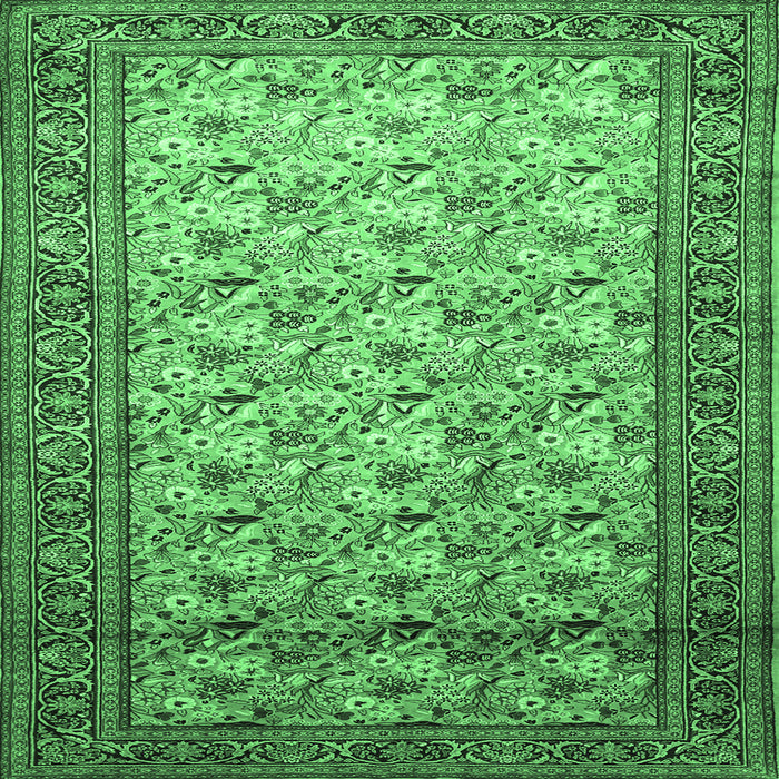 Square Persian Emerald Green Traditional Rug, tr658emgrn