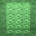 Square Persian Emerald Green Traditional Rug, tr658emgrn