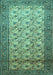 Machine Washable Persian Turquoise Traditional Area Rugs, wshtr658turq