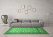 Machine Washable Persian Emerald Green Traditional Area Rugs in a Living Room,, wshtr658emgrn