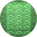 Round Machine Washable Persian Emerald Green Traditional Area Rugs, wshtr658emgrn