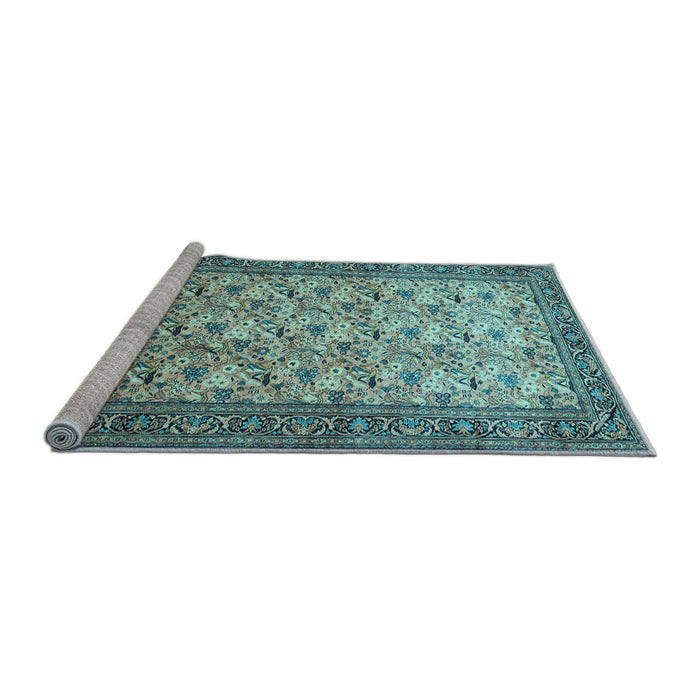 Sideview of Machine Washable Persian Light Blue Traditional Rug, wshtr658lblu