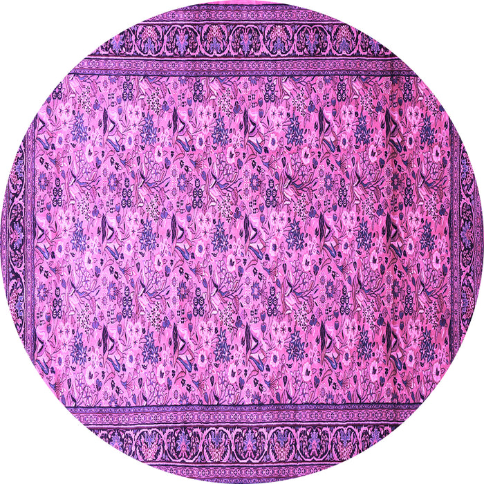 Round Persian Purple Traditional Rug, tr658pur