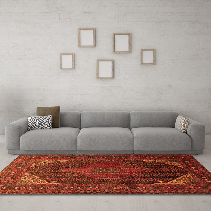 Machine Washable Persian Orange Traditional Area Rugs in a Living Room, wshtr659org