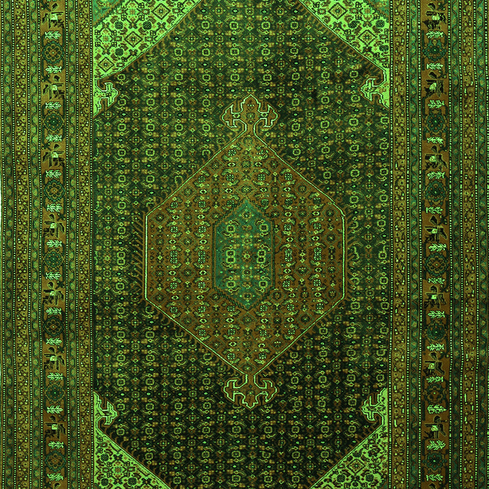 Serging Thickness of Machine Washable Persian Green Traditional Area Rugs, wshtr659grn