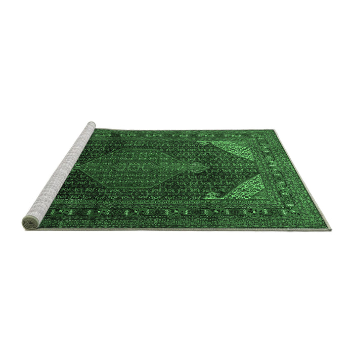 Sideview of Machine Washable Persian Emerald Green Traditional Area Rugs, wshtr659emgrn