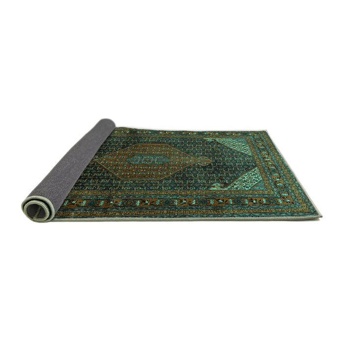 Sideview of Persian Turquoise Traditional Rug, tr659turq
