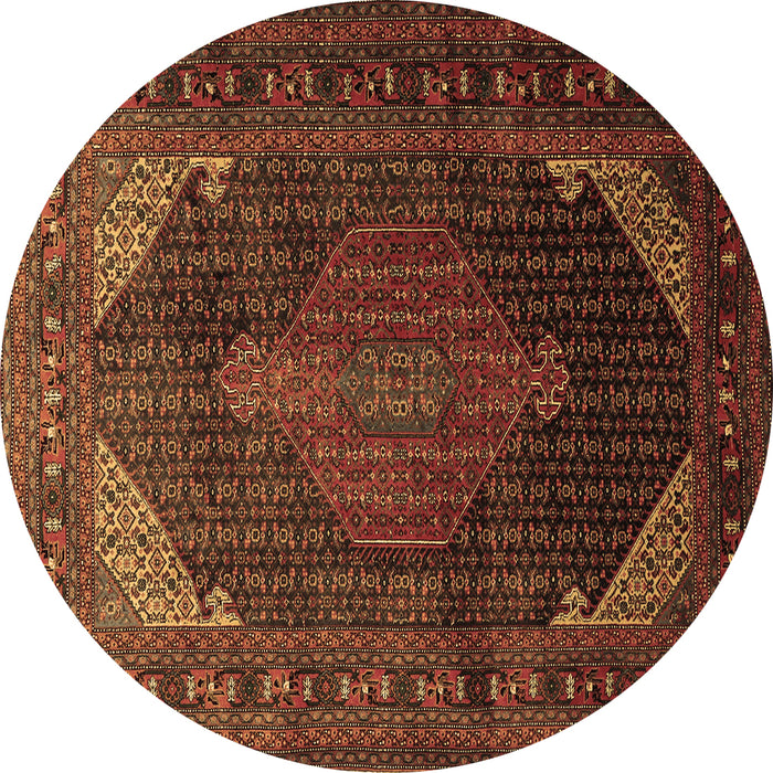 Round Machine Washable Persian Brown Traditional Rug, wshtr659brn