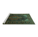 Sideview of Machine Washable Persian Turquoise Traditional Area Rugs, wshtr659turq