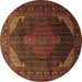 Round Persian Brown Traditional Rug, tr659brn