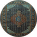 Round Persian Light Blue Traditional Rug, tr659lblu