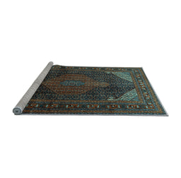 Sideview of Machine Washable Persian Light Blue Traditional Rug, wshtr659lblu