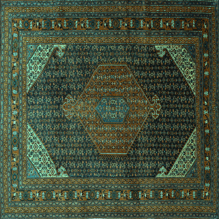 Square Persian Turquoise Traditional Rug, tr659turq