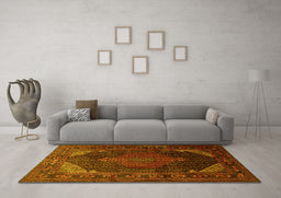 Machine Washable Persian Yellow Traditional Rug in a Living Room, wshtr659yw