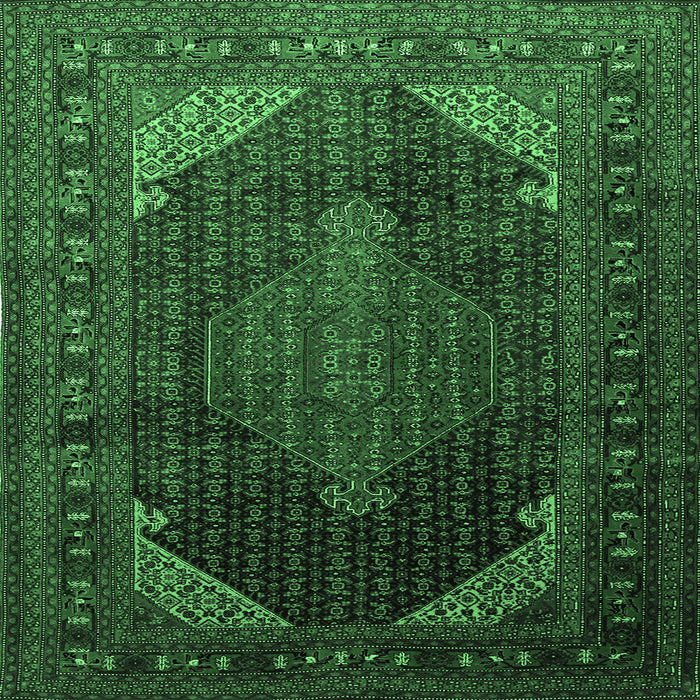 Square Persian Emerald Green Traditional Rug, tr659emgrn