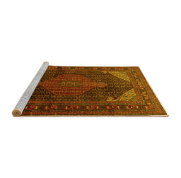 Sideview of Machine Washable Persian Yellow Traditional Rug, wshtr659yw