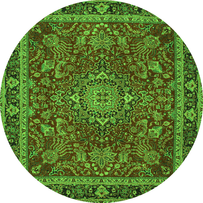 Square Medallion Green Traditional Rug, tr65grn