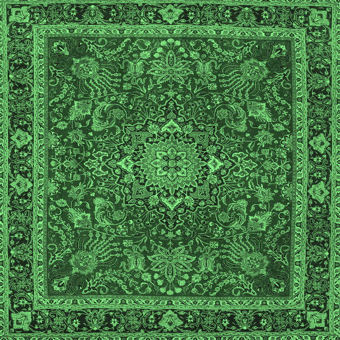 Square Medallion Emerald Green Traditional Rug, tr65emgrn