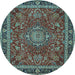 Round Medallion Light Blue Traditional Rug, tr65lblu