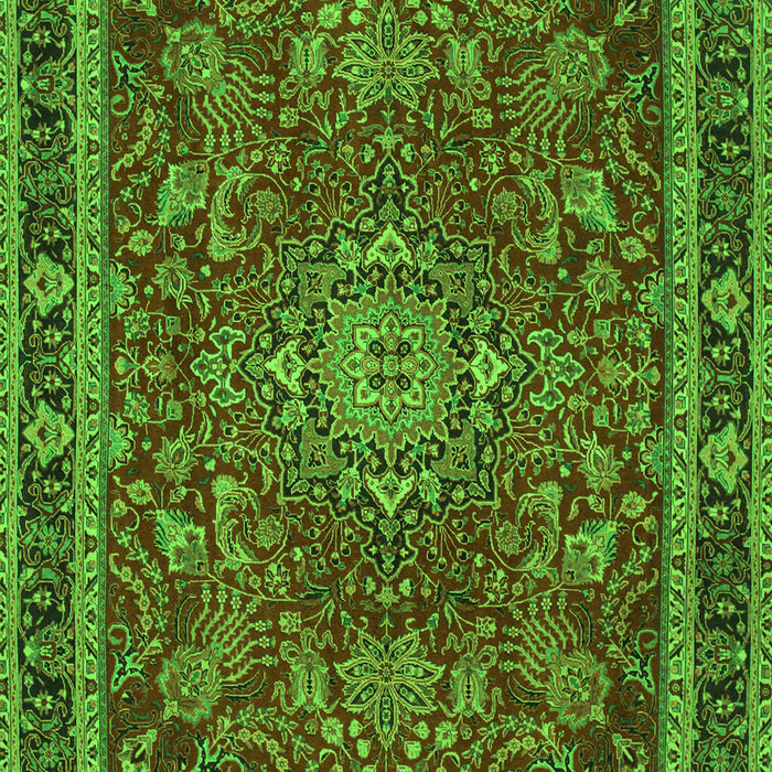 Serging Thickness of Machine Washable Medallion Green Traditional Area Rugs, wshtr65grn