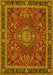 Machine Washable Medallion Yellow Traditional Rug, wshtr65yw