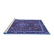 Sideview of Machine Washable Medallion Blue Traditional Rug, wshtr65blu