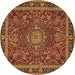 Round Medallion Brown Traditional Rug, tr65brn