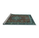 Sideview of Machine Washable Medallion Light Blue Traditional Rug, wshtr65lblu