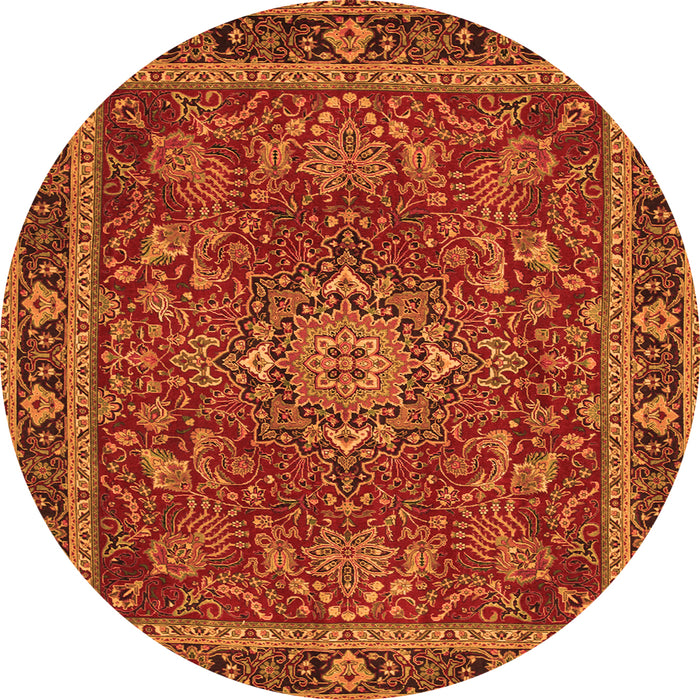 Machine Washable Medallion Orange Traditional Area Rugs, wshtr65org