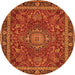 Machine Washable Medallion Orange Traditional Area Rugs, wshtr65org