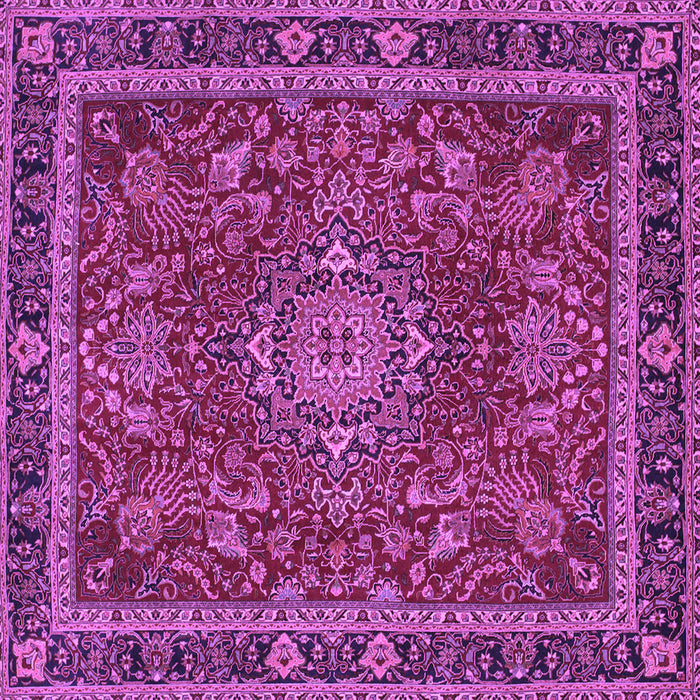 Square Machine Washable Medallion Purple Traditional Area Rugs, wshtr65pur