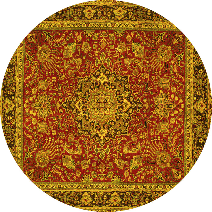 Round Medallion Yellow Traditional Rug, tr65yw