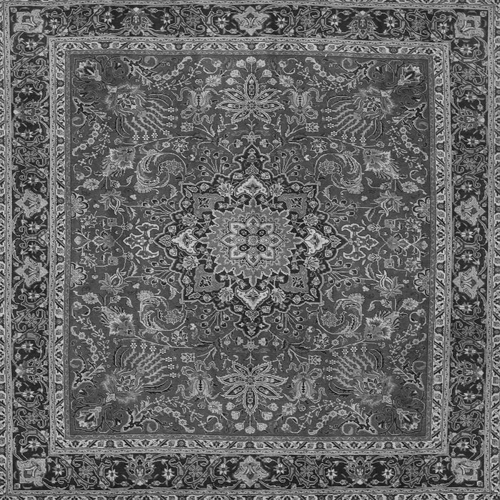 Round Machine Washable Medallion Gray Traditional Rug, wshtr65gry
