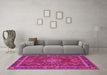 Machine Washable Medallion Pink Traditional Rug in a Living Room, wshtr65pnk