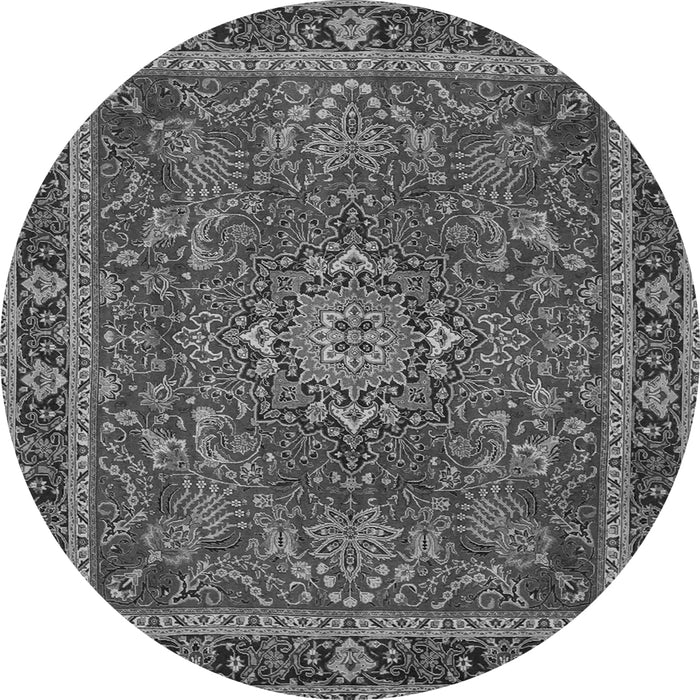 Machine Washable Medallion Gray Traditional Rug, wshtr65gry