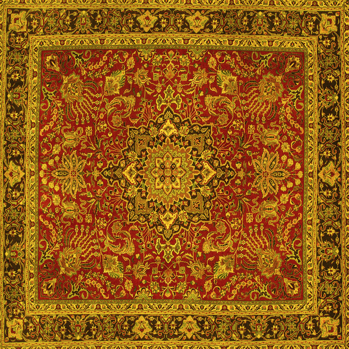 Square Medallion Yellow Traditional Rug, tr65yw
