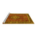 Sideview of Machine Washable Medallion Yellow Traditional Rug, wshtr65yw