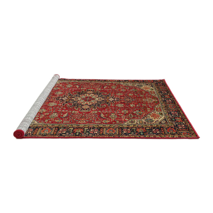 Sideview of Machine Washable Traditional Cranberry Red Rug, wshtr66