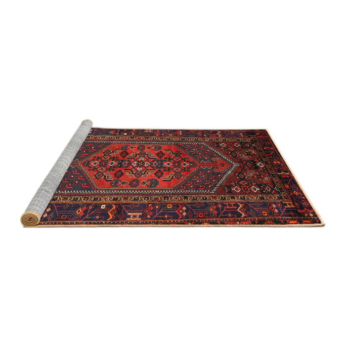 Sideview of Machine Washable Traditional Chestnut Brown Rug, wshtr660