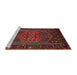 Sideview of Machine Washable Traditional Chestnut Brown Rug, wshtr660