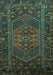 Machine Washable Persian Turquoise Traditional Area Rugs, wshtr660turq