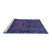 Sideview of Machine Washable Persian Blue Traditional Rug, wshtr660blu