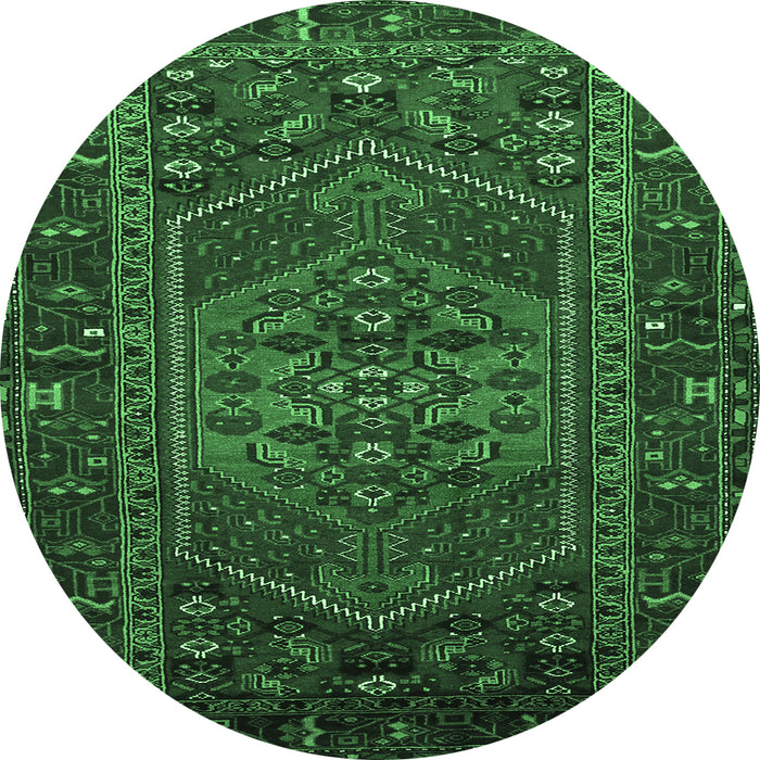 Round Machine Washable Persian Emerald Green Traditional Area Rugs, wshtr660emgrn