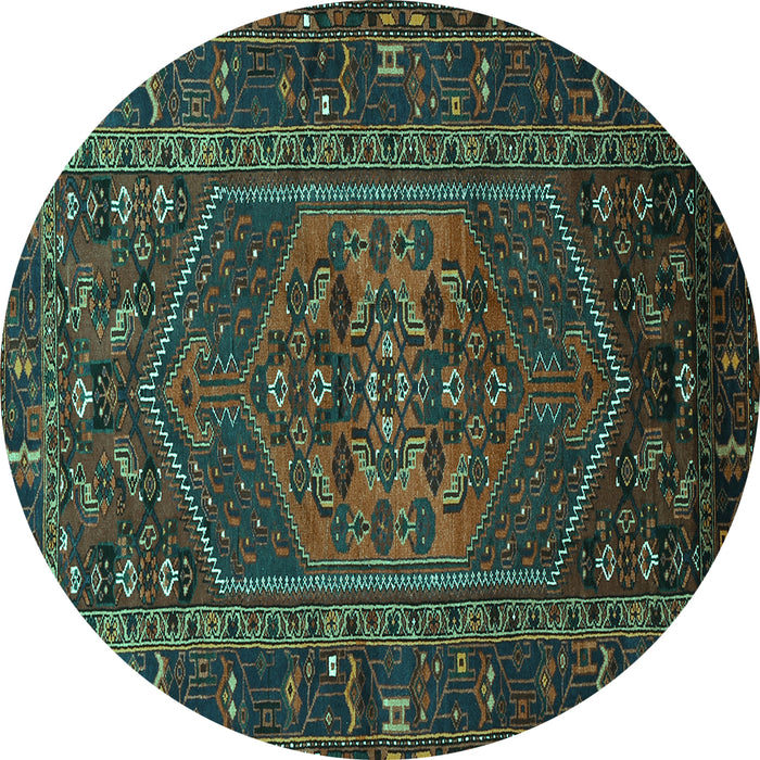 Round Persian Turquoise Traditional Rug, tr660turq